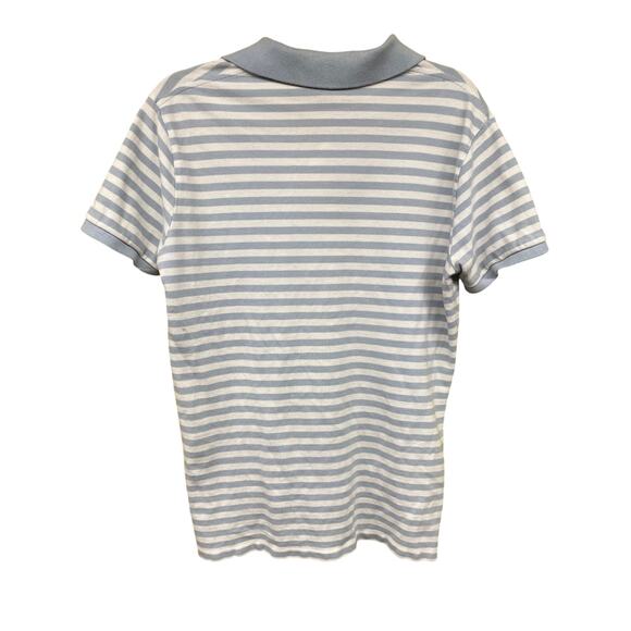 VINTAGE x 90s Y2k Men's Preppy Polo Ralph Lauren Blue White Stripe Shirt Medium - Picture 2 of 6